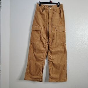 Forever 21 Women’s Wide Leg Corduroy Cargo Pants – Size M – Tan